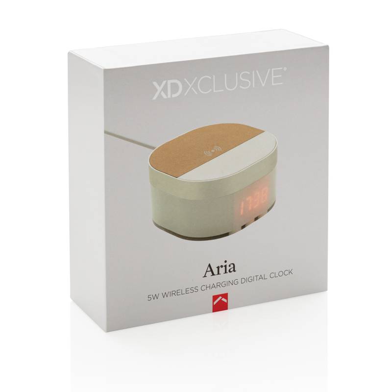 Digitální hodiny Aria s 5 W bezdrátovým nabíjením, bílá Digitální hodiny Aria s 5 W bezdrátovým nabíjením, bílá